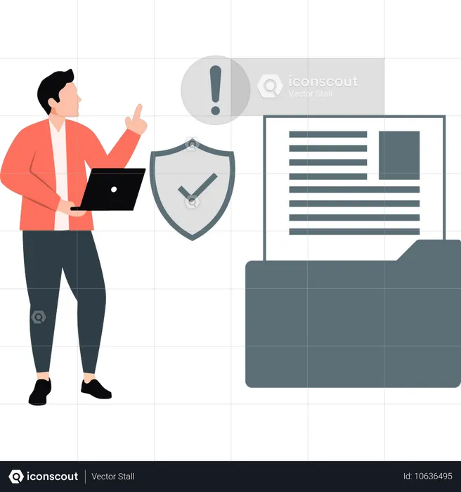 Man pointing at folder warning  Illustration