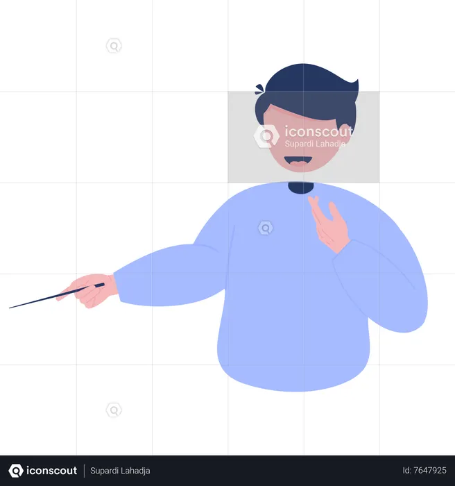 Man pointing at something with his cane  Illustration