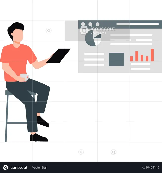 Man pointing business graph  Illustration