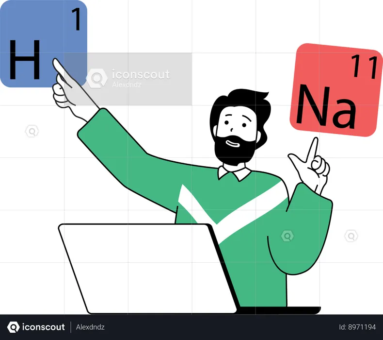Man pointing chemical  Illustration