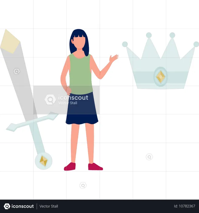 Man pointing crown and sword  Illustration