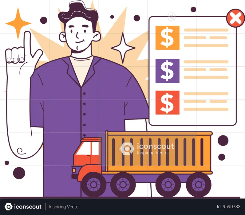 Man pointing delivery list  Illustration