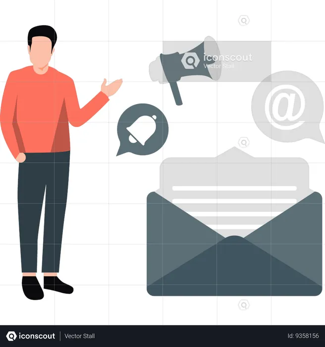 Man pointing email  Illustration