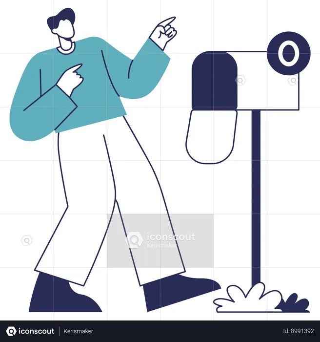 Man pointing Empty Mailbox  Illustration