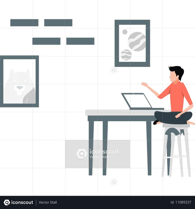 사진 프레임을 가리키는 남자  일러스트레이션