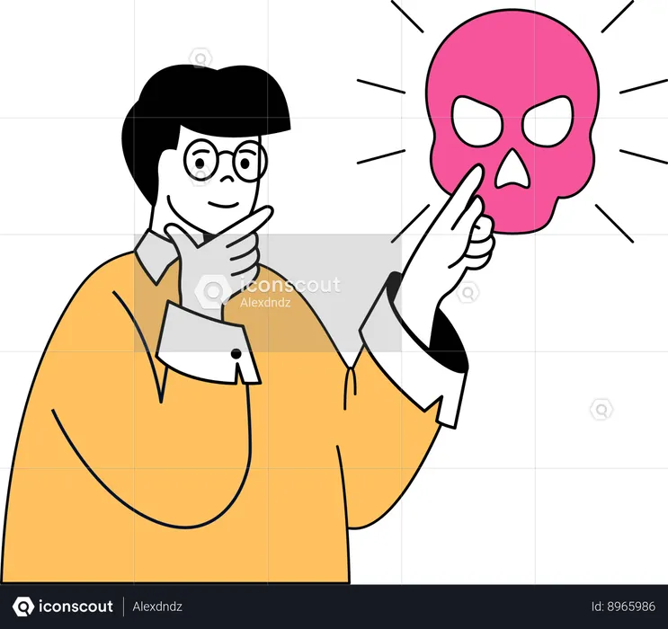Man pointing skull  Illustration