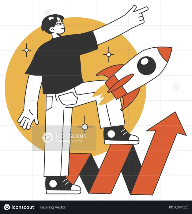 Man pointing startup growth  Illustration