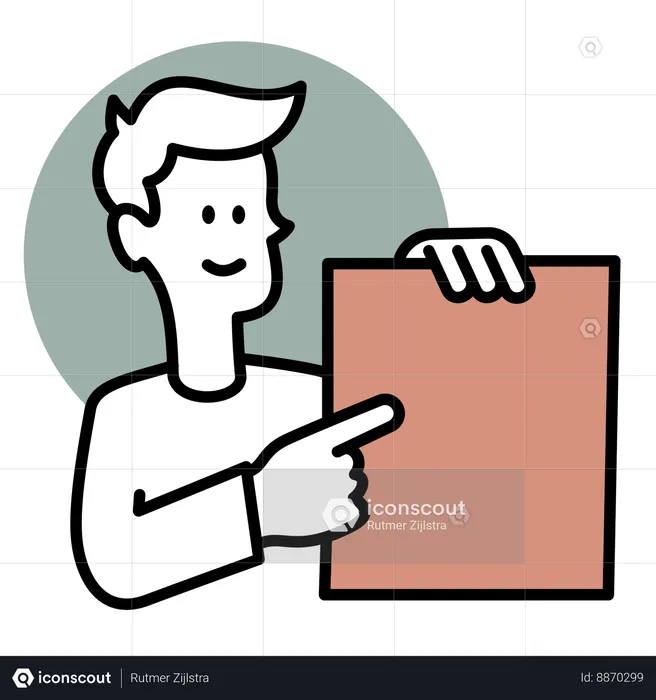 Man pointing to sign  Illustration