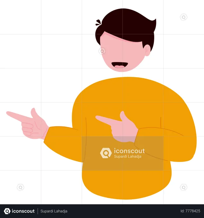 Man pointing with two hands  Illustration