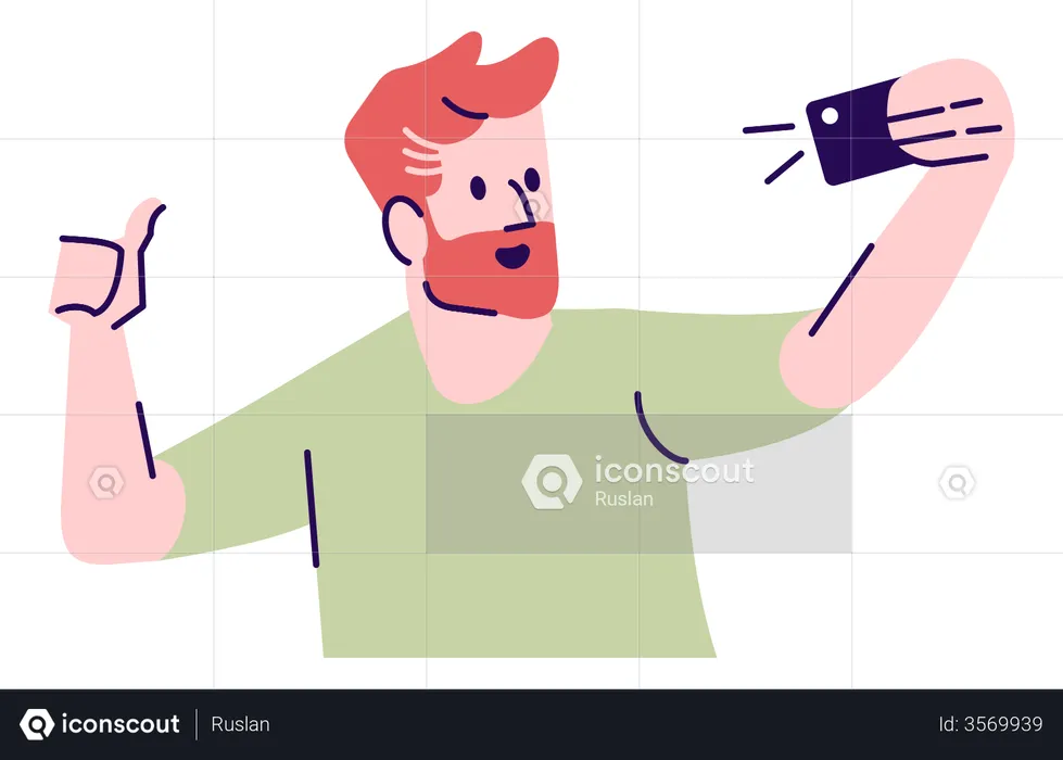 Man Posing For Selfie  Illustration