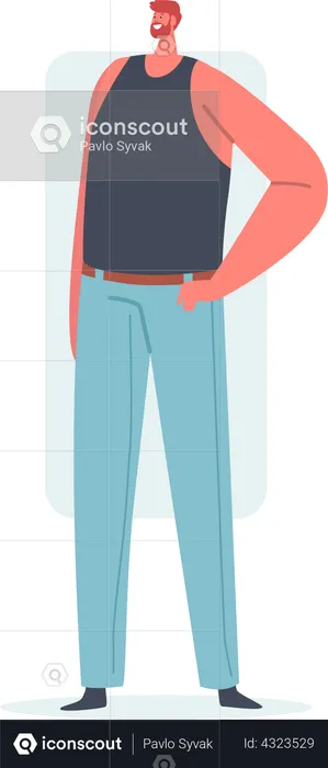 Man Posing in Jeans  Illustration
