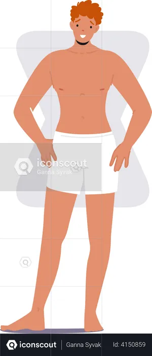Man posing while wearing shorts  Illustration