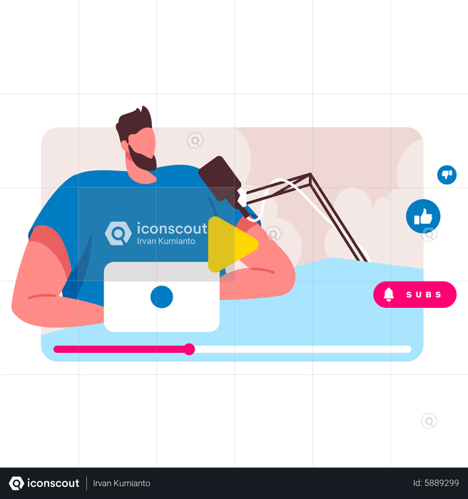 Best Premium Man posting video on social media Illustration download in