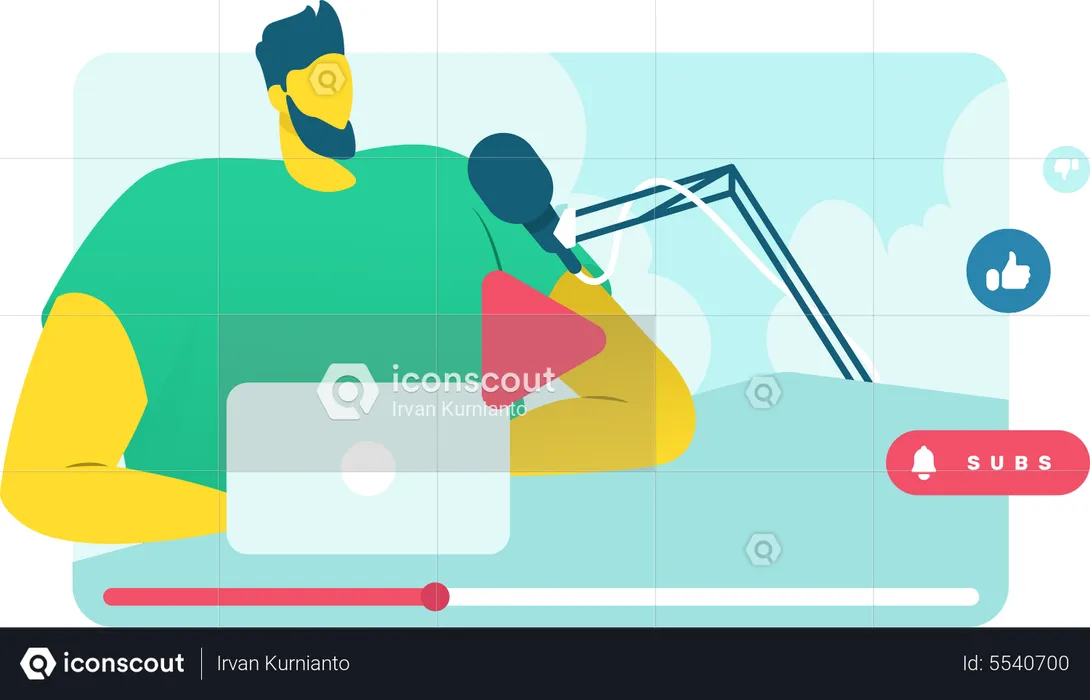 Man posting video on social media platform  Illustration