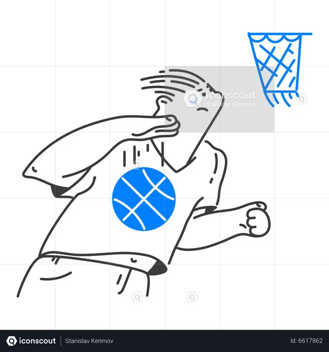 Man practicing basketball  Illustration