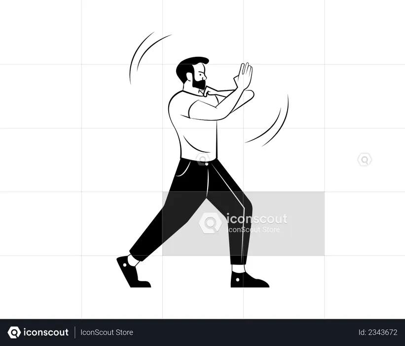 Man practicing martial arts-karate  Illustration