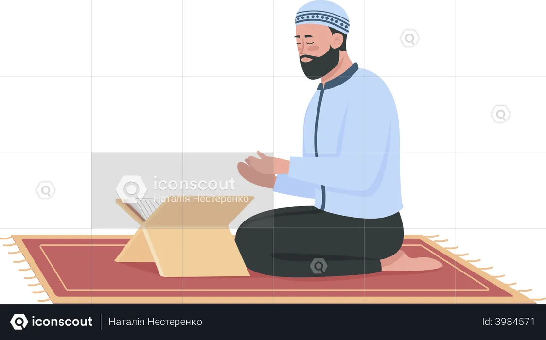 Man praying in mosque  Illustration