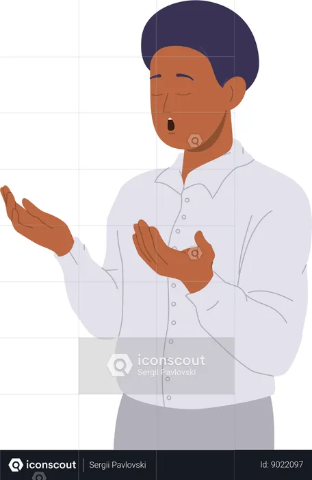 Man praying with palms facing up  Illustration