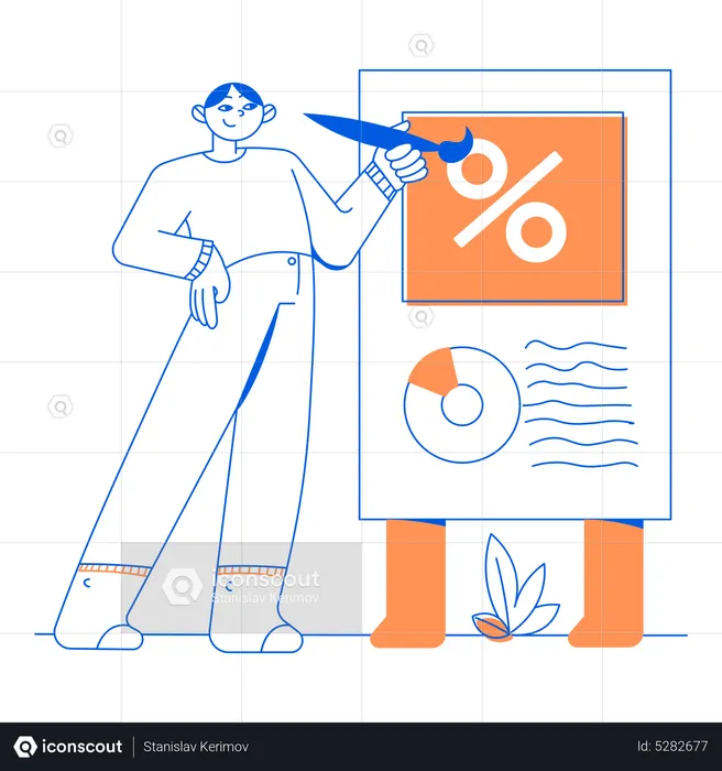 Man prepares a marketing presentation  Illustration