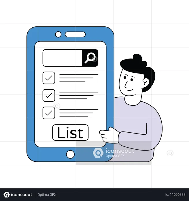 Man prepares Shopping List  Illustration