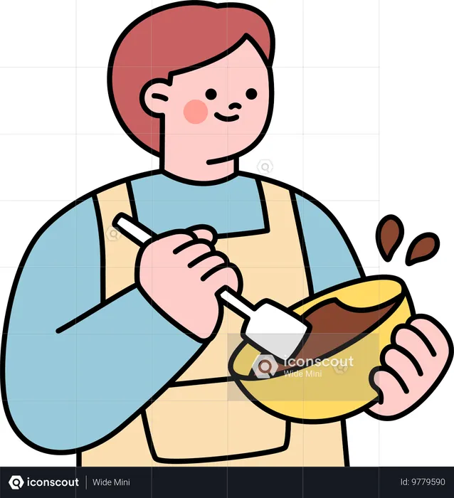 Man preparing chocolate batter  Illustration