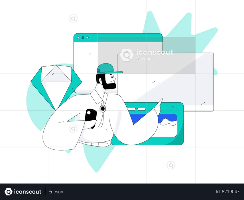 Man presenting analysis chart  Illustration