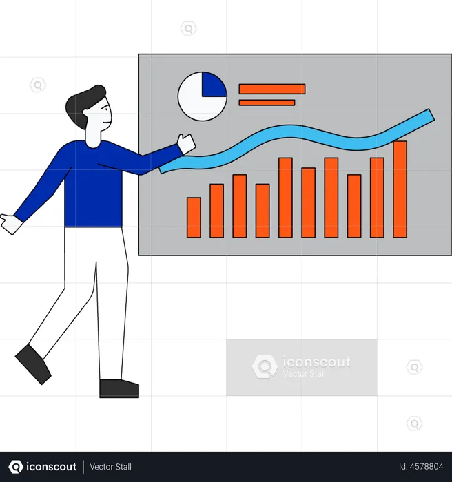 Man presenting analysis graph  Illustration