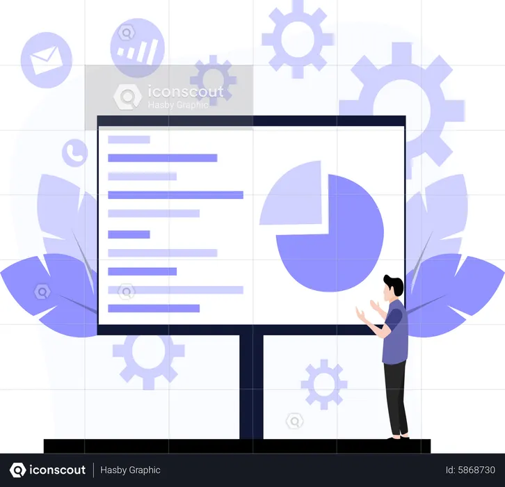 Man presenting analysis graph  Illustration