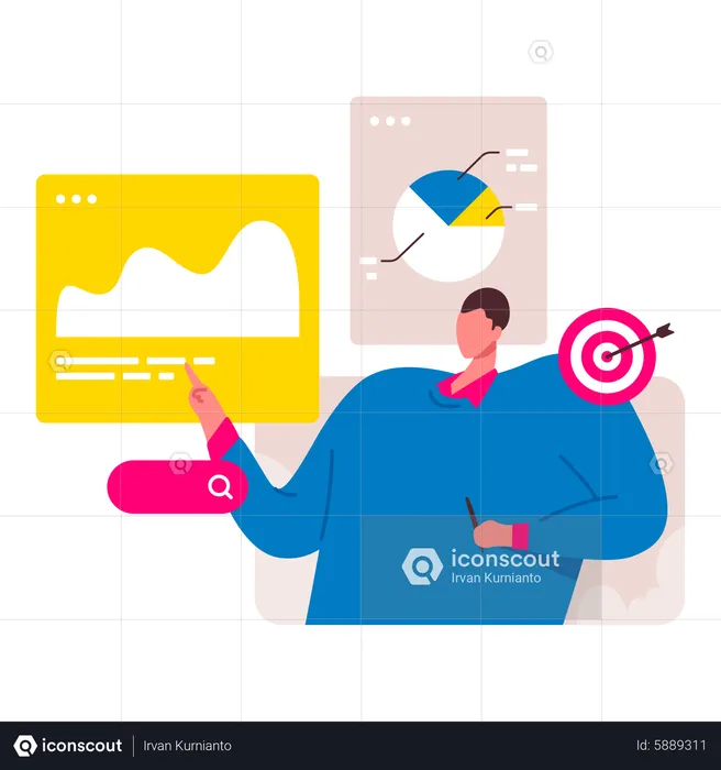 Man presenting analytics data  Illustration