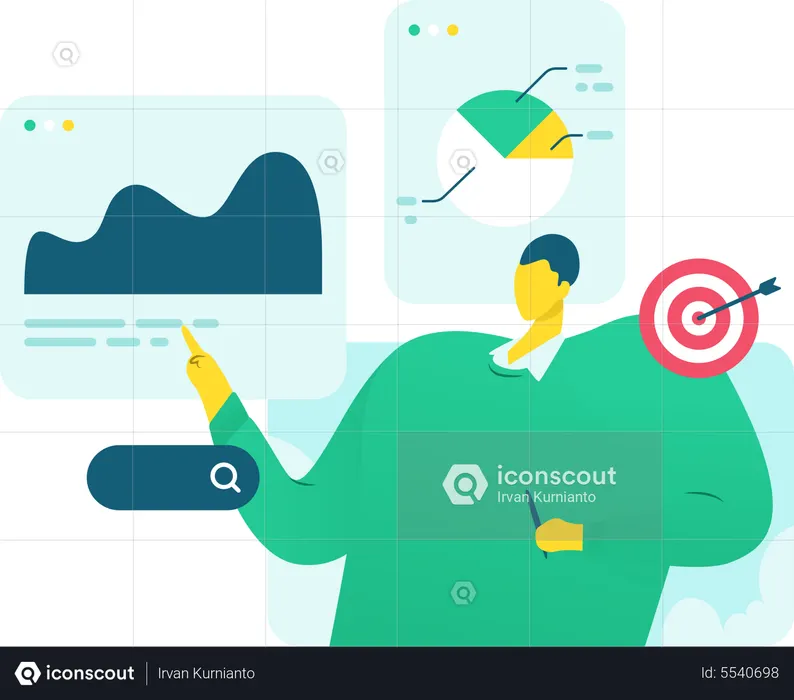 Man presenting analytics data  Illustration