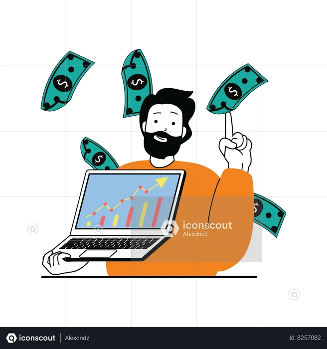 Best Man Presenting Business Finance Growth Graph Illustration Download In Png And Vector Format 9949