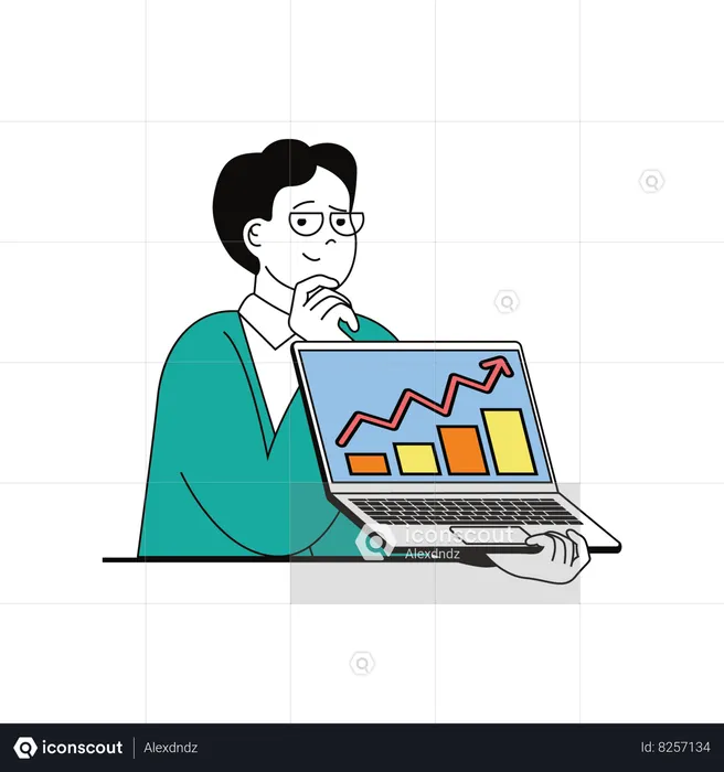 Man Presenting Business Profit Graph Illustration - Free Download ...