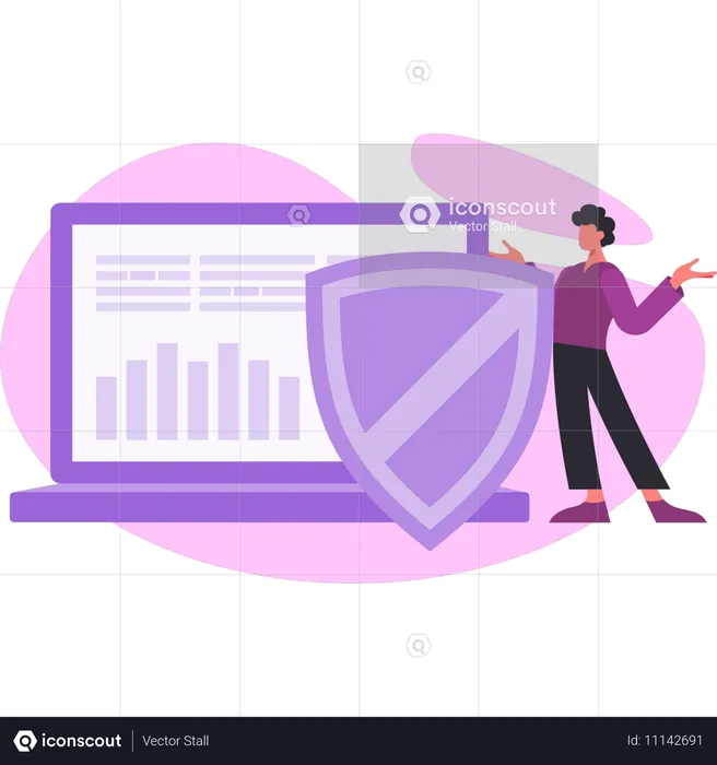 Man presenting business protection  Illustration