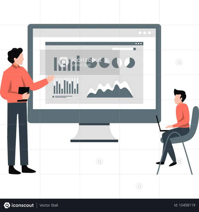 Man presenting business strategy  Illustration