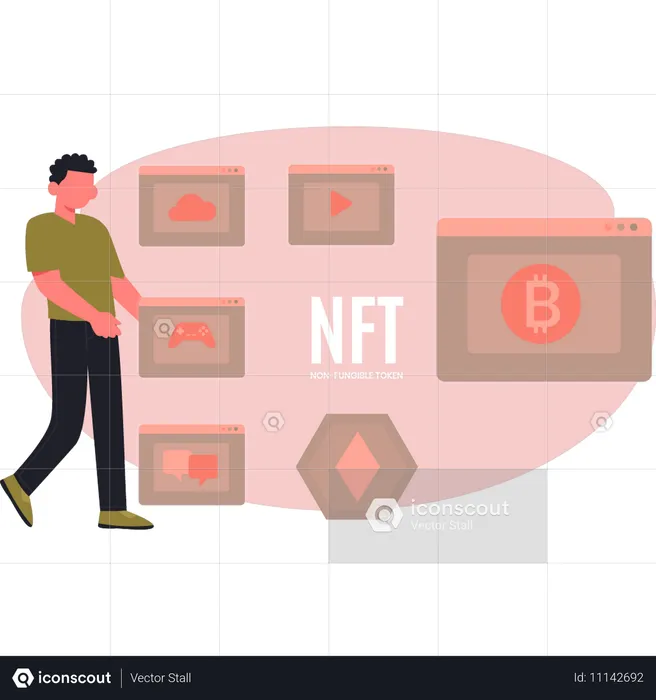 Man presenting crypto currency  Illustration