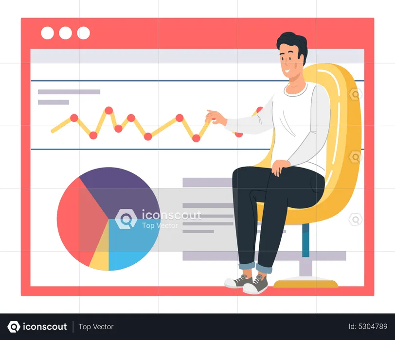 Man presenting data analysis  Illustration