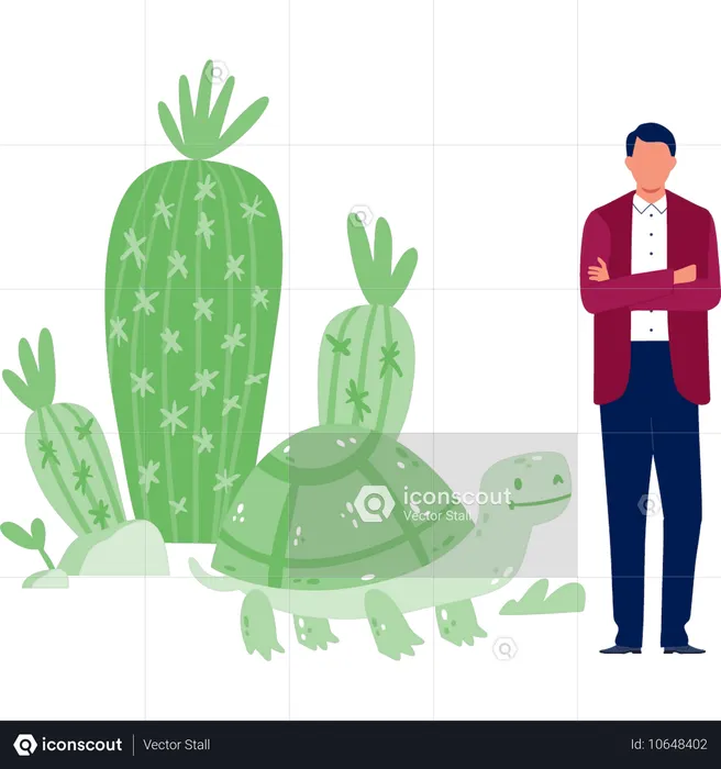 Man presenting desert animals  Illustration