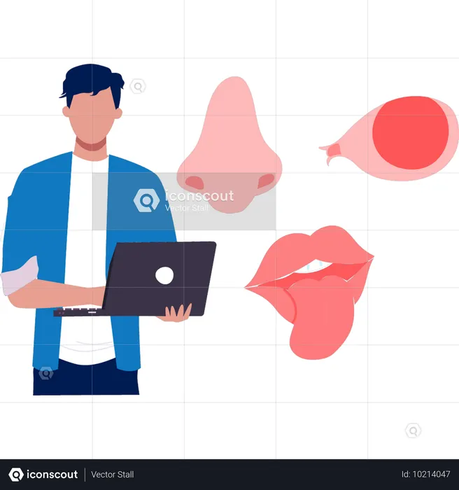 Man presenting human body parts  Illustration