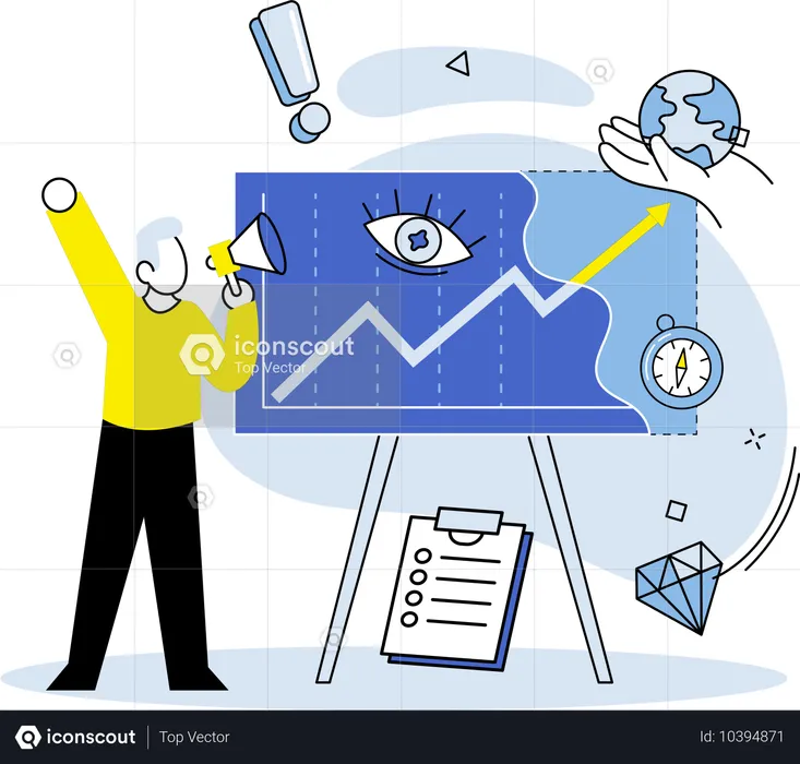 Man presenting incorporate data visualization effectively  Illustration