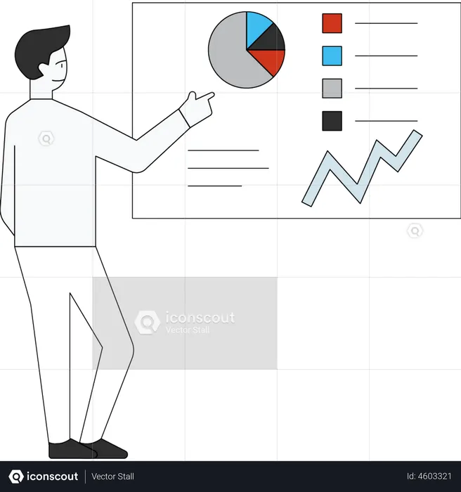 Man presenting marketing analysis  Illustration