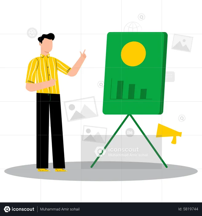 Man presenting marketing graph  Illustration