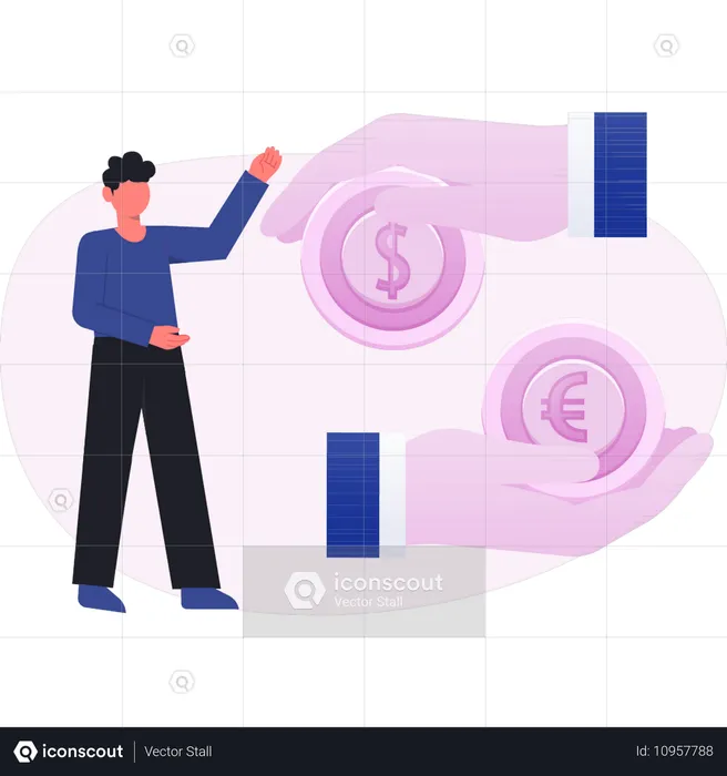 Man presenting money in hand  Illustration