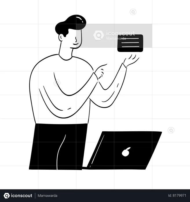 Man Presenting Online  Illustration