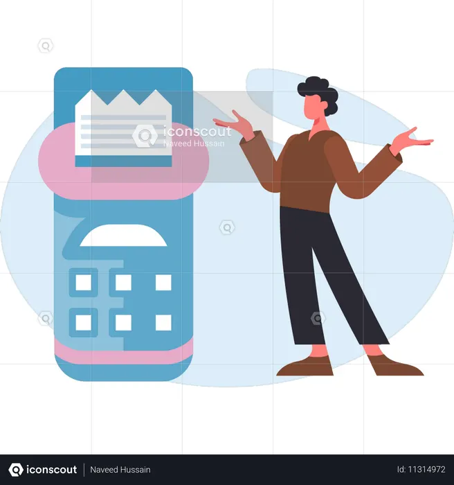 Man presenting police remote phone  Illustration