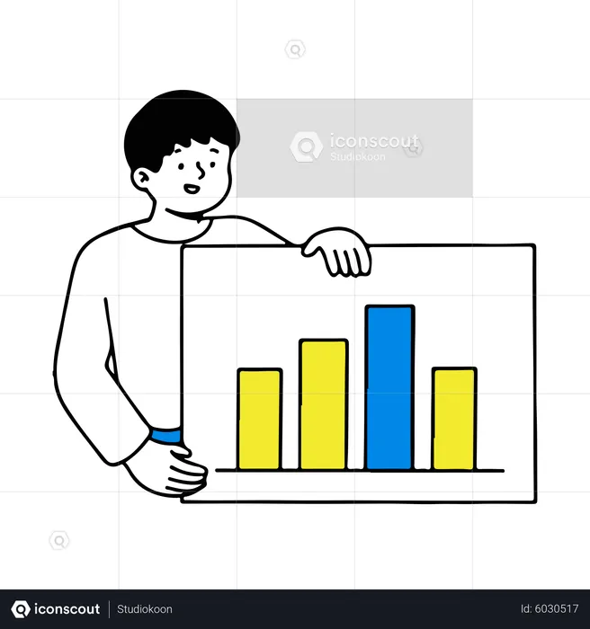 Man presenting revenues graph  Illustration