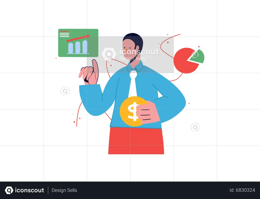 Man presenting Sale growth  Illustration
