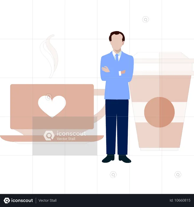 Man presenting tea cup  Illustration