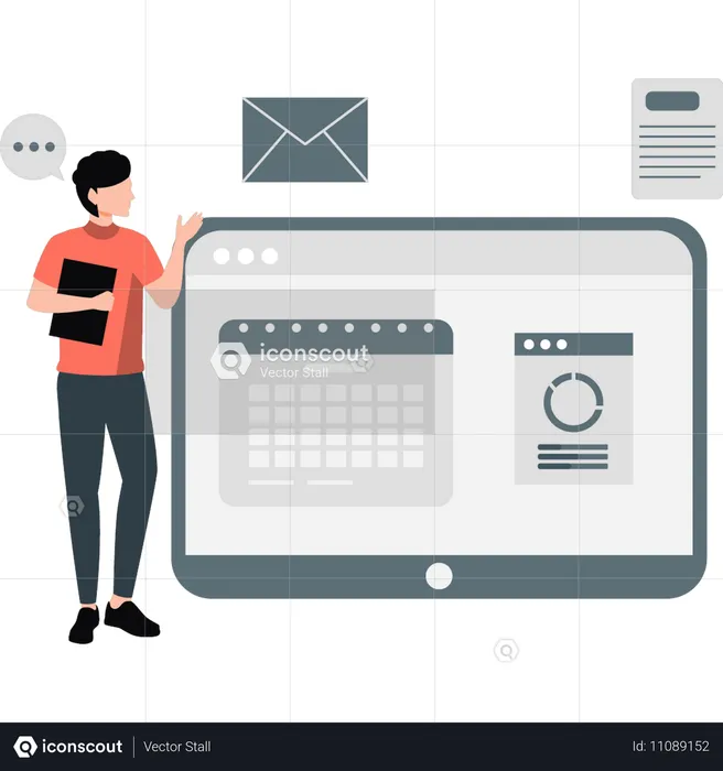 Man presenting web calendar  Illustration