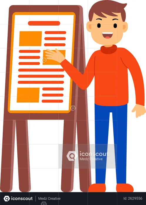 Man presenting work  Illustration