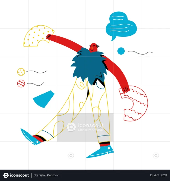 Man presents data analysis charts  Illustration